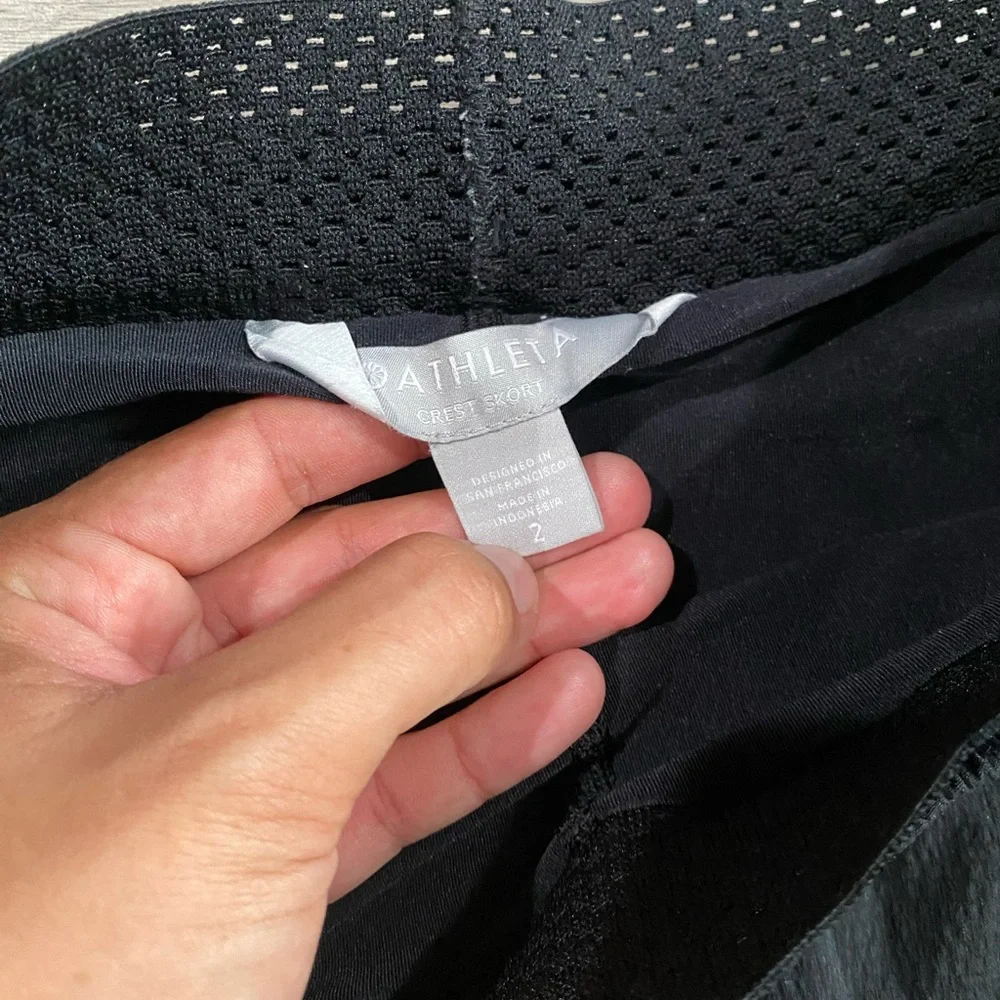 Athleta Crest‎ Skorts Skirt Black Active Tennis Swim Pickleball Drawstring
